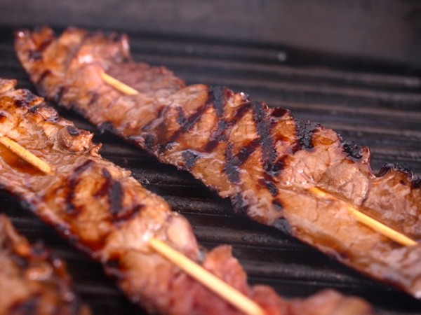 Tiki-style beef teriyaki skewers