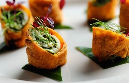 Tilapia and mint chutney rolls in a gram flour batter