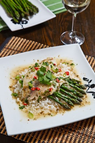 Tilapia baked in Thai green curry