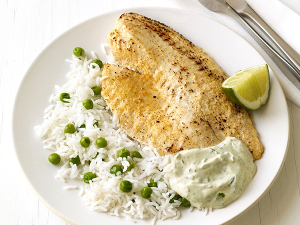 Tilapia masala with rice