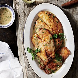 Tilapia with lemon-garlic sauce