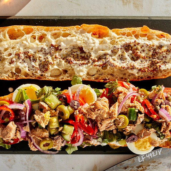 Tinned salmon Niçoise sandwich 