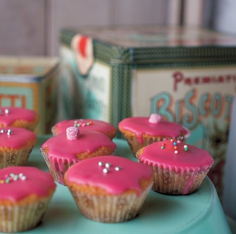 Tiny cupcakes with pink icing