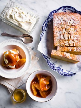 Tipsy cake with brandy apples