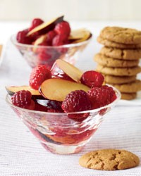 Tipsy plums & raspberries