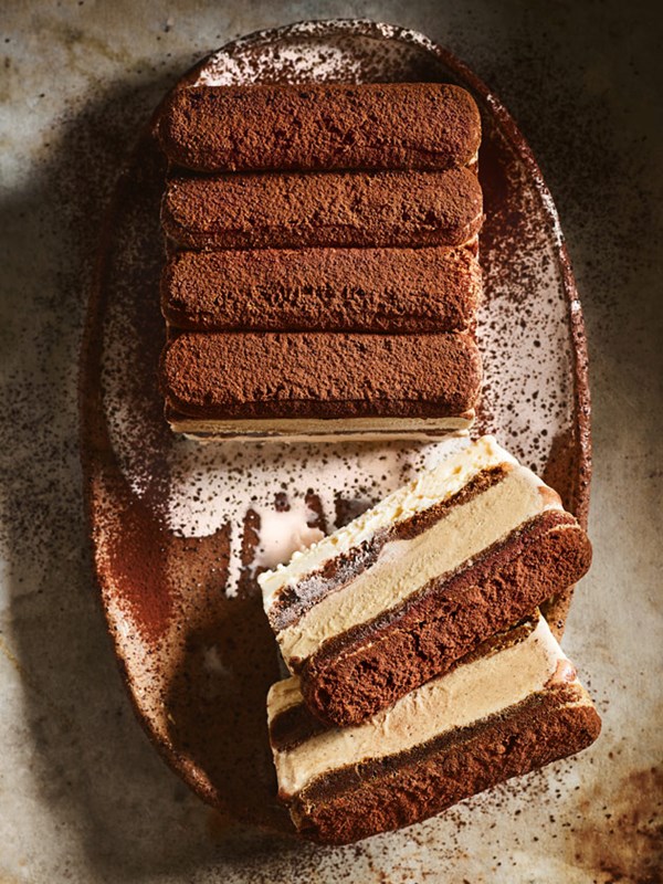 Tiramisu ice-cream layer cake