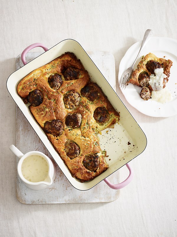 Toad in the hole with onion sauce