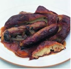 Toad in the hole with roasted-onion gravy