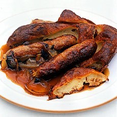 Toad in the hole with roasted-onion gravy