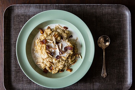 Toasted almond and coconut quinoa porridge