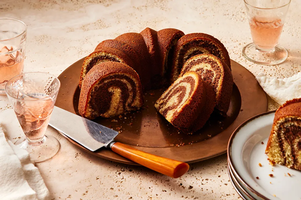 Toasted almond chocolate bundt cake