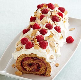 Toasted-almond raspberry roll