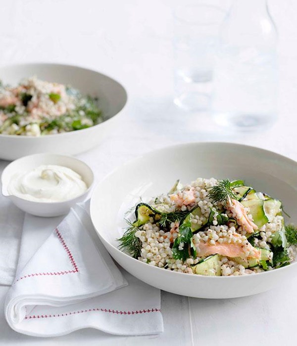 Toasted buckwheat and smoked trout salad