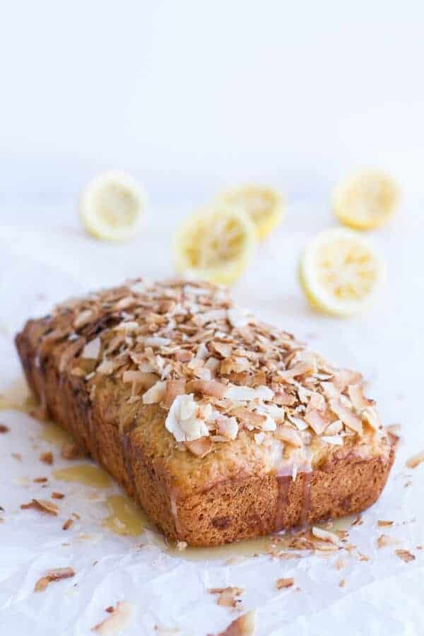 Toasted coconut lemon bread with salted honey butter