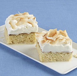 Toasted coconut tres leches cake