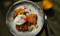 Toasted corn fritters with avocado salsa