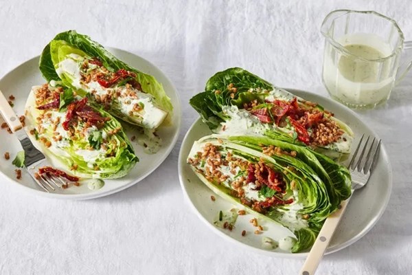 Toasted farro wedge salad with dairy-free ranch