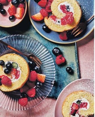 Toasted hazelnut & mixed berry roll