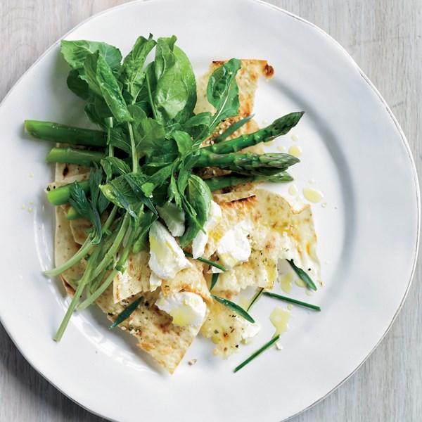 Toasted lavash with dukka & spring salad [Barbara Lynch]