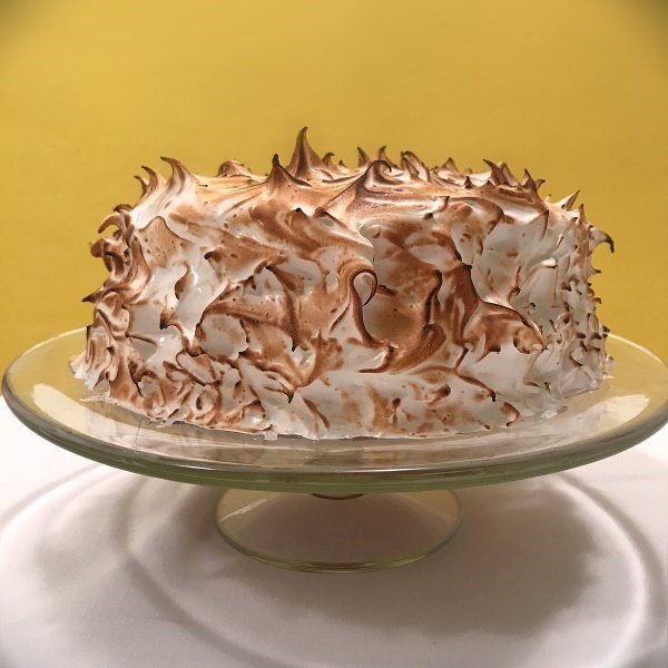 Toasted marshmallow and rhubarb cake