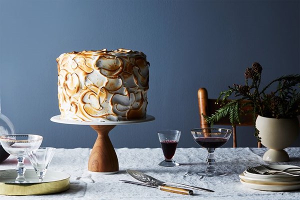 Toasted meringue layer cake