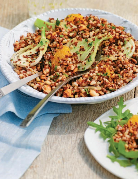 Toasted mixed grains, fennel and orange salad