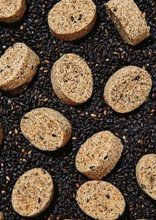 Toasted oat and black sesame shortbread cookies (Polvoron)