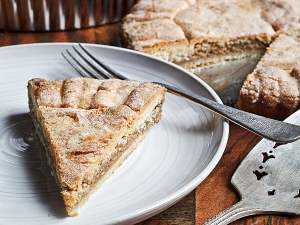 Toasted pine nut marzipan tart