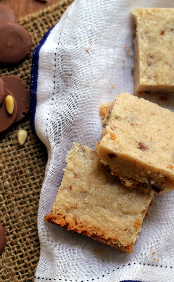 Toasted pine nut milk chocolate shortbread