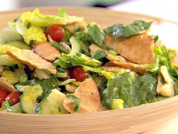 Toasted pita and herb salad