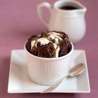 Toblerone puddings with caramel sauce