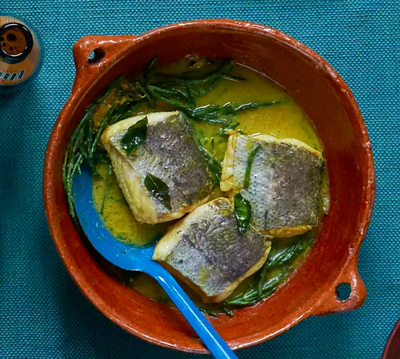 Toddy shop meen curry with hake and samphire