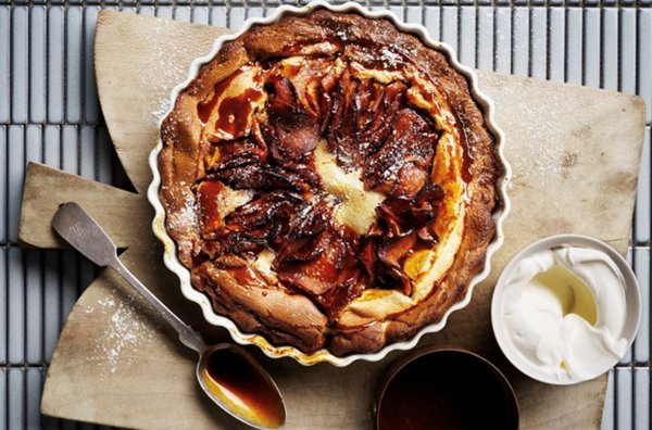 Toffee apple and cinnamon clafoutis