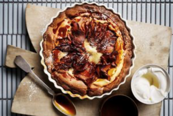Toffee apple and cinnamon clafoutis