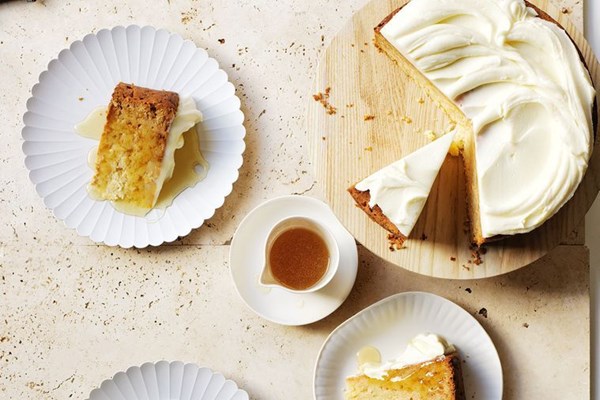 Toffee apple and cream cheese mud cake
