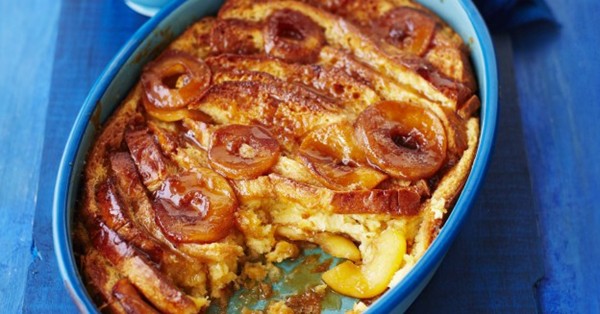 Toffee apple brioche and butter pudding