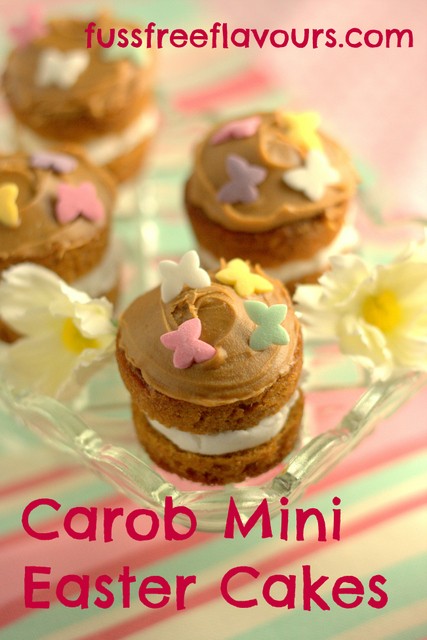 Toffee caramel carob mini Easter cakes