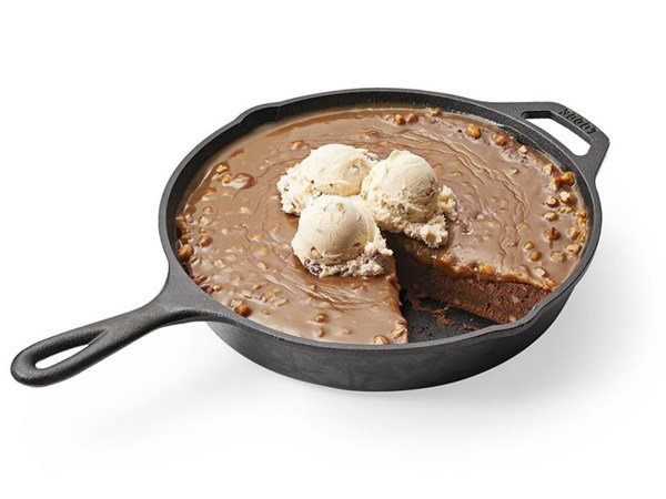 Toffee-pecan skillet brownies