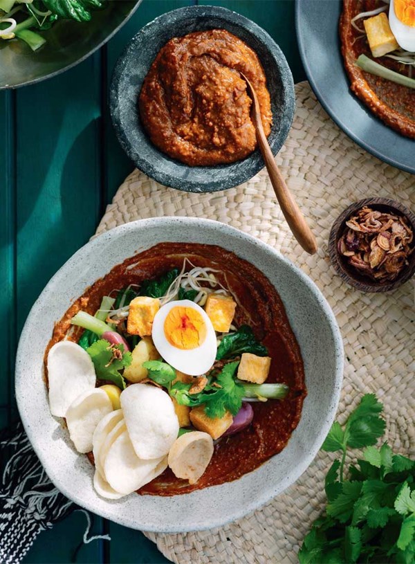 Tofu & vegetables in peanut-lime sauce (Gado gado)