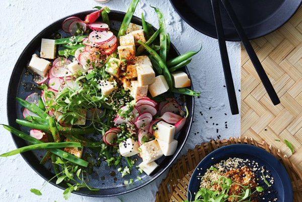 Tofu and green bean salad with ponzu dressing