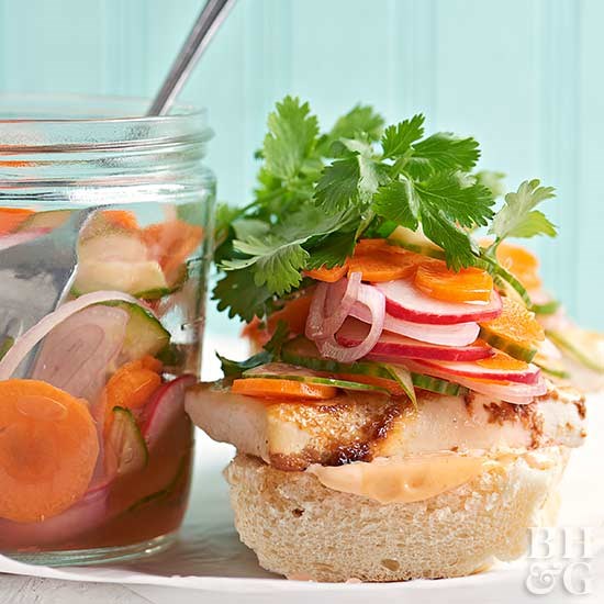 Tofu and pickled vegetable sandwich