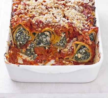 Tofu and spinach cannelloni