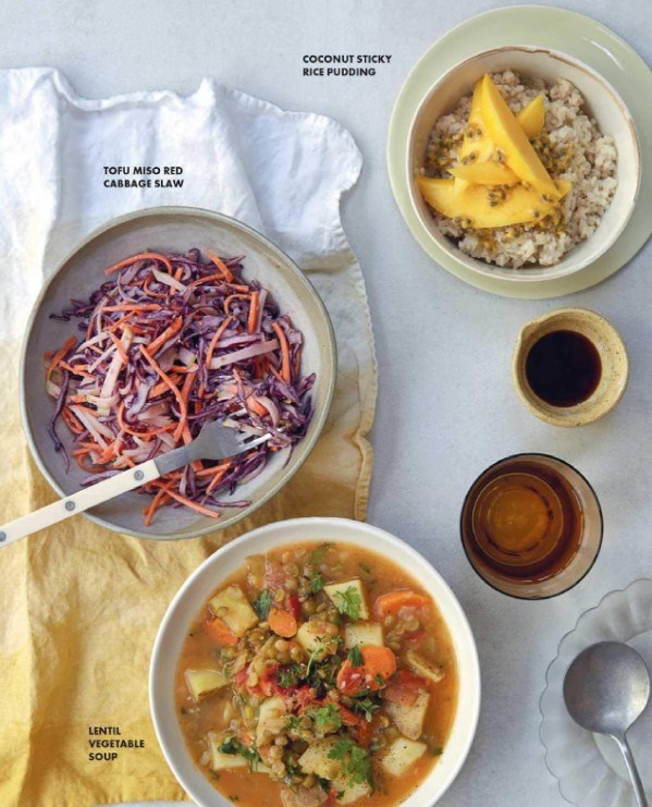 Tofu miso red cabbage slaw