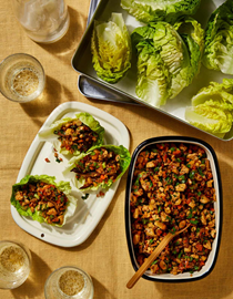 Tofu peanut lettuce cups