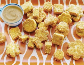 Tofu shapes with hummus