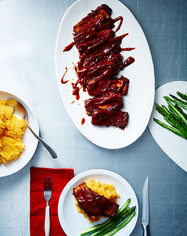 Tofu short ribs with gingery mashed root vegetables