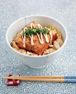 Tofu steak don (Okonomiyaki style don)