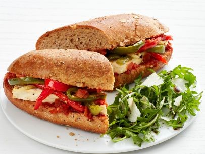 Tofu subs with onions and peppers