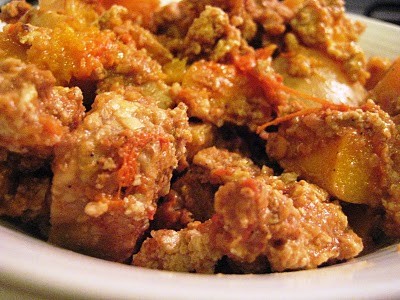 Tofu, tempeh and butternut squash peanut mole`