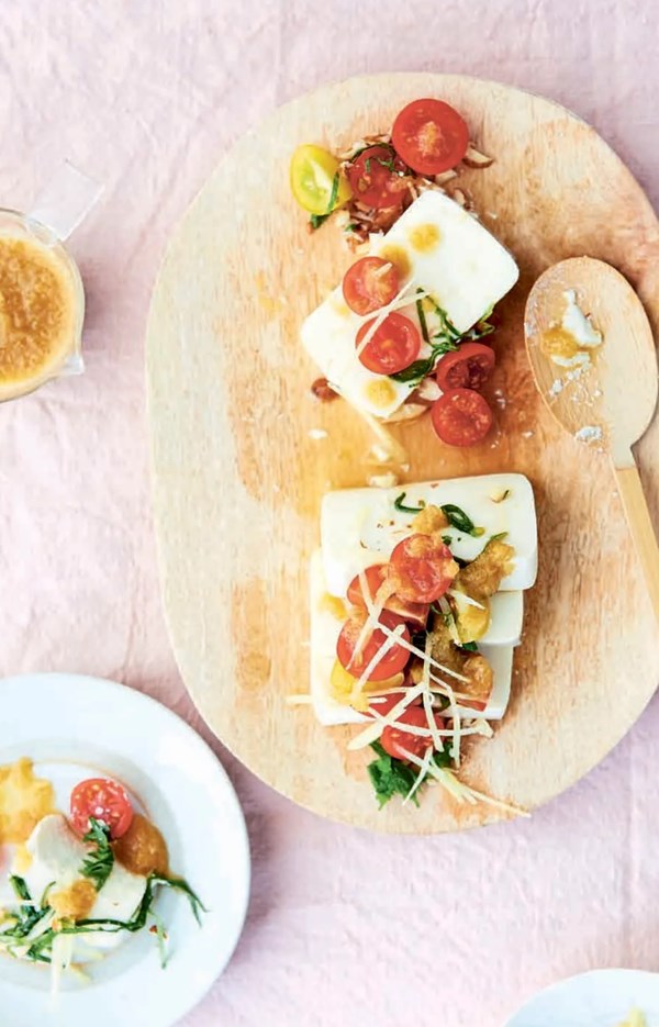 Tofu, tomato and shiso salad